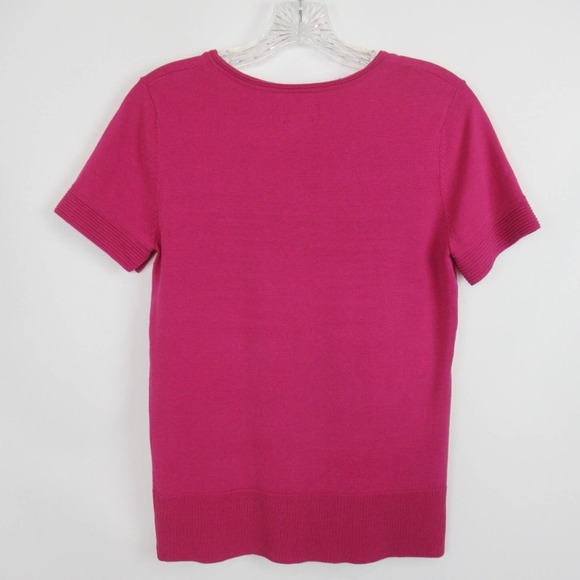 CHICO’S Pink Silk Blend Knit V-Neck Tee Women’s Size Small - Picture 7 of 10